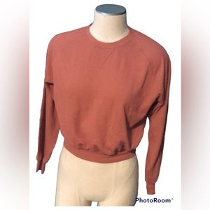 Hollister Boyfriend Textured Vintage Style T-Shirt Top S Mauve Ribbed Soft EUC